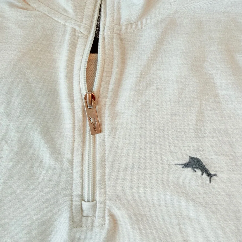 Tommy Bahama Quarter Zip Pullover Marlin Logo Casual‎ Mens XL Gray